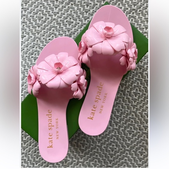 Kate Spade Jaylee Slide floral jelly sandals pvc pink flower slides 6 - Picture 2 of 7